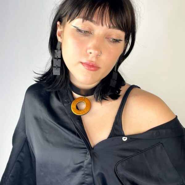 Lederhalsband / Metallic - Platin