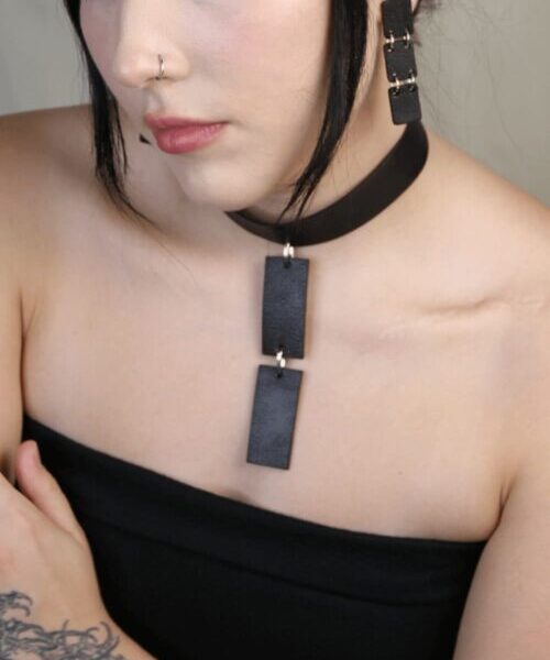 Lederhalsband / Schwarz