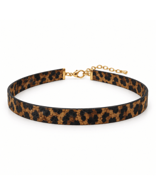Leder-Choker / Animal Print